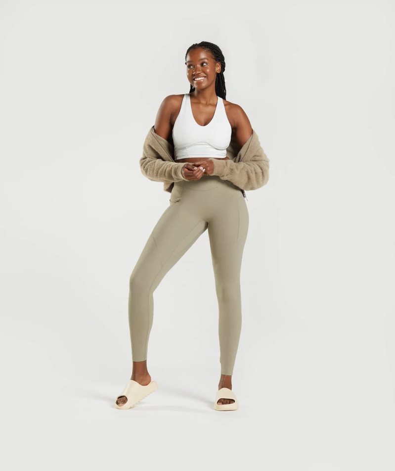 Women's Gymshark Whitney Everyday Pocket Leggings Khaki | NZ 0EFWMK